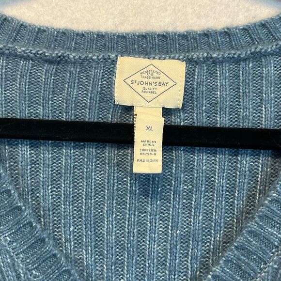 ST. JOHN’S BAY Women’s Pullover Sweater XL Denim Blue V Neck Long Sleeve NWT - Picture 6 of 15
